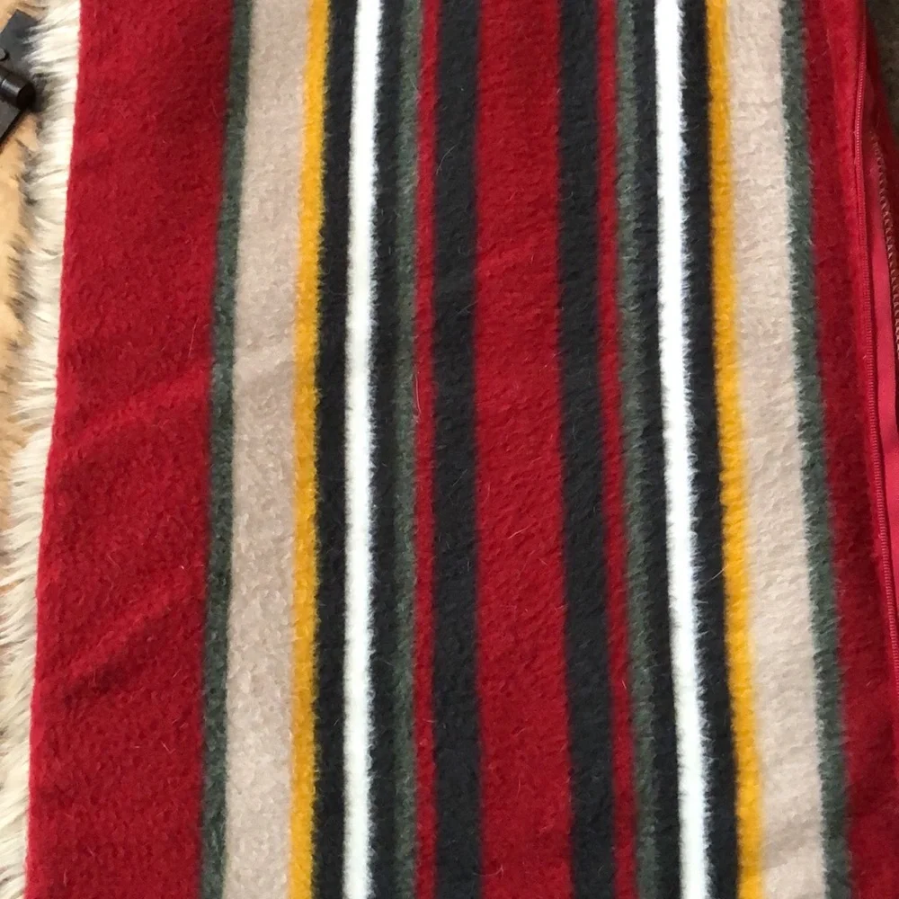 Pottery Barn X Pendleton Yakima Stripe Fur Pillow Cover wool blend